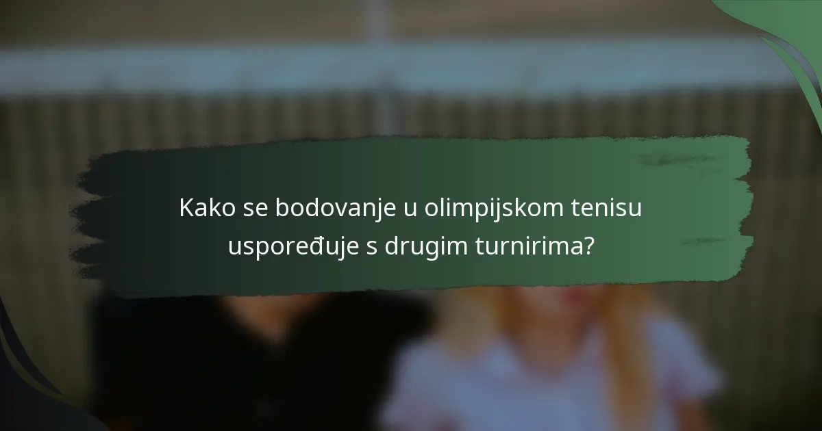 Kako se bodovanje u olimpijskom tenisu uspoređuje s drugim turnirima?