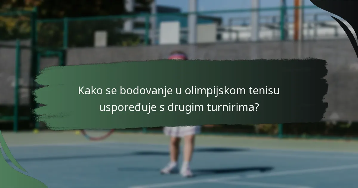 Kako se bodovanje u olimpijskom tenisu uspoređuje s drugim turnirima?