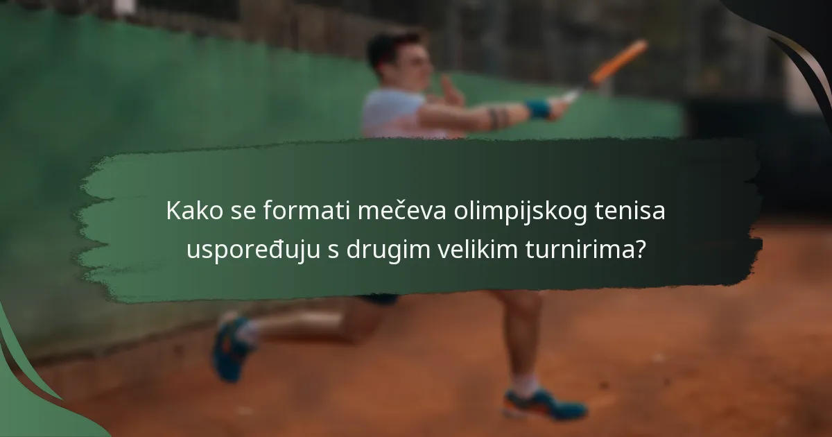 Kako se formati mečeva olimpijskog tenisa uspoređuju s drugim velikim turnirima?