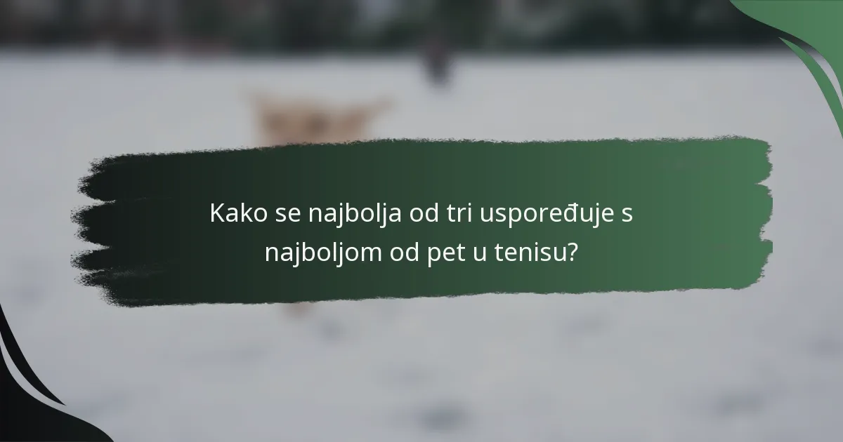 Kako se najbolja od tri uspoređuje s najboljom od pet u tenisu?