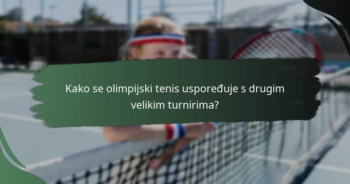 Kako se olimpijski tenis uspoređuje s drugim velikim turnirima?