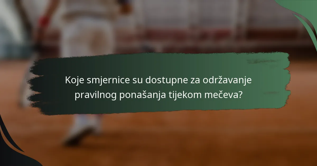 Koje smjernice su dostupne za održavanje pravilnog ponašanja tijekom mečeva?